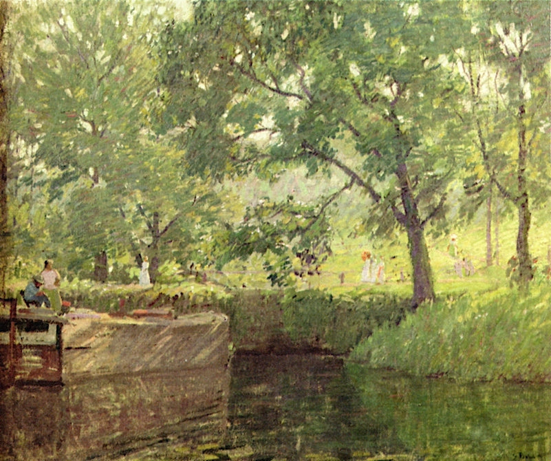 Canal in Winter, vintage artwork by Rae Sloan Bredin, 12x8" (A4) Poster