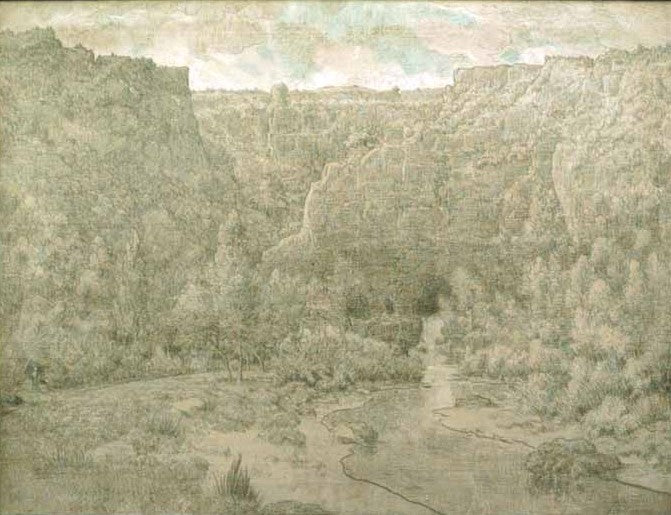 La Source du Lison (Doubs), vintage artwork by Theodore Rousseau, A3 (16x12") Poster Print