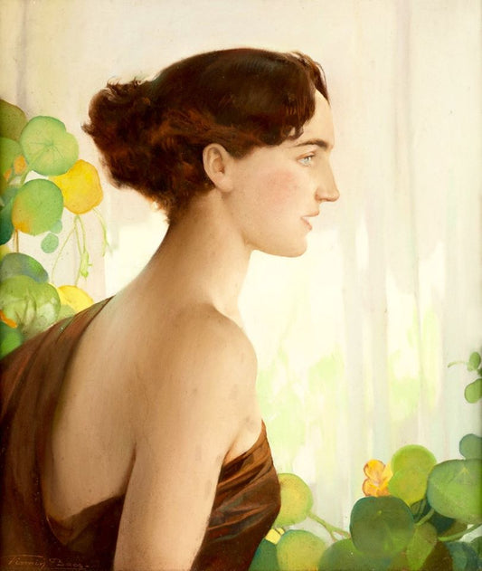 Profile Portrait, vintage artwork by Firmin Baes, 12x8" (A4) Poster