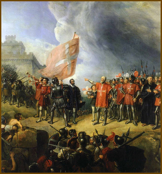 Philippe de Villiers Takes Possession of the Island of Malta. October 1530, vintage artwork by Rene-Thodore Berthon, 12x8" (A4) Poster