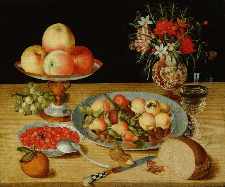 Still Life with Flowers, Wine Glass and Flowers, vintage artwork by Isaak Soreau, 12x8" (A4) Poster
