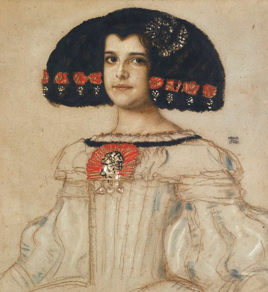 Mary, the Artist's Daughter, in Velasquez Dress, vintage artwork by Franz von Stuck, 12x8" (A4) Poster