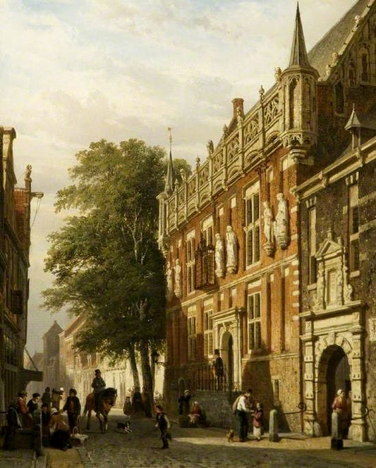 The Stadhuis at Kampen, The Netherlands, vintage artwork by Cornelis Springer, A3 (16x12") Poster Print