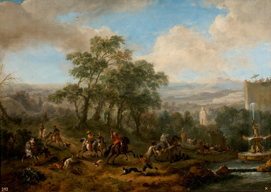 Hare Hunting, vintage artwork by Philips Wouwerman, 12x8" (A4) Poster
