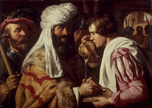 Pilate Washes his Hands in Innocence, vintage artwork by Jan Lievens, 12x8" (A4) Poster