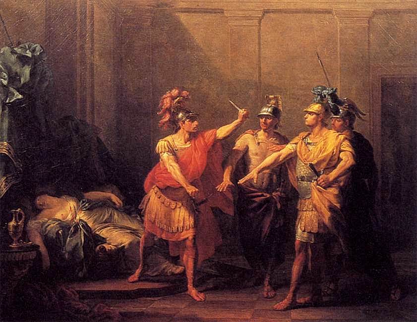 The Oath of Brutus, vintage artwork by Jacques-Antoine Beaufort, 12x8" (A4) Poster