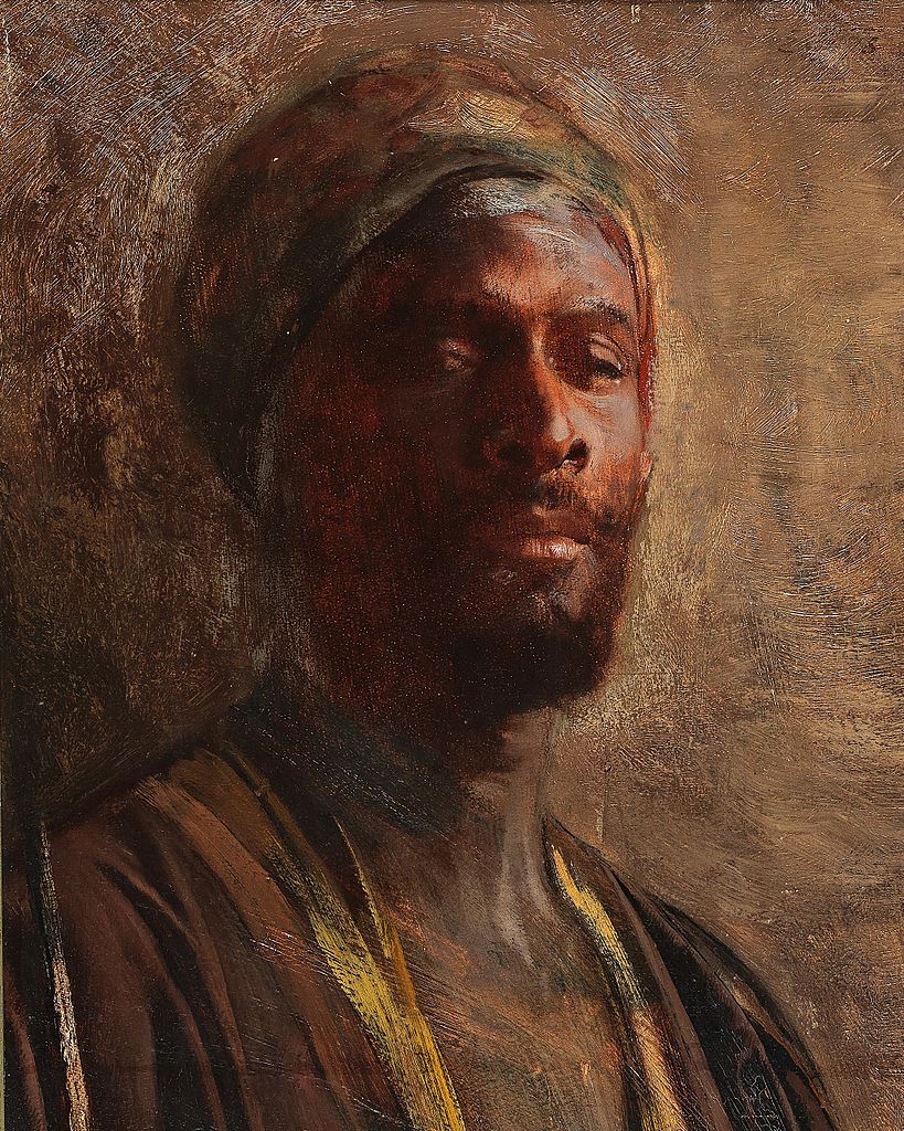 Portrait of a Nubian Man, vintage artwork by Hugo Charlemont, 12x8" (A4) Poster