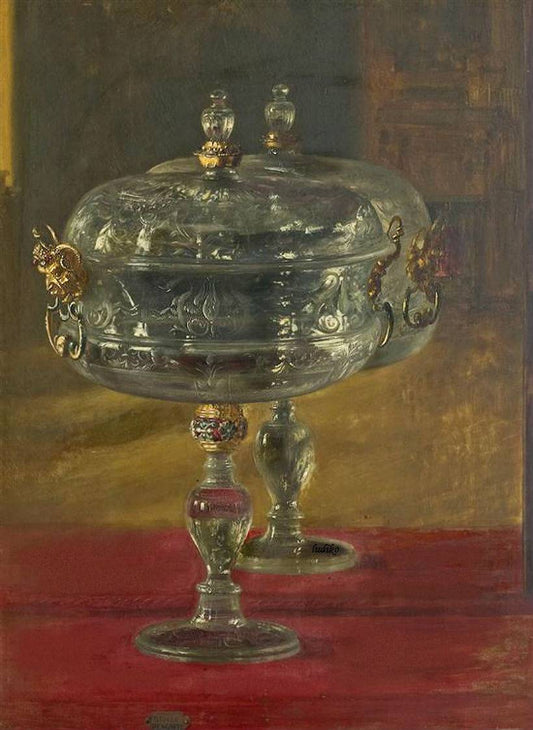 Still Life with Crystal Compote, vintage artwork by Blaise Alexandre Desgoffe, 12x8" (A4) Poster