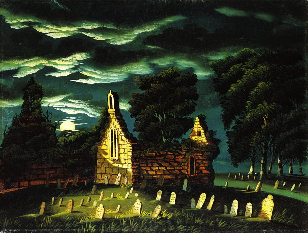 Old Sleepy Hollow Church, vintage artwork by Thomas Chambers, A3 (16x12") Poster Print