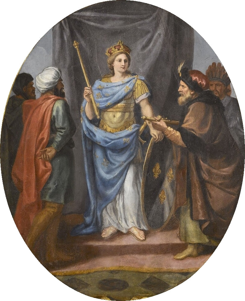 Hall of Mirrors 23 - Embassies Sent from the Far Ends of the Earth, vintage artwork by Charles Le Brun, 12x8" (A4) Poster