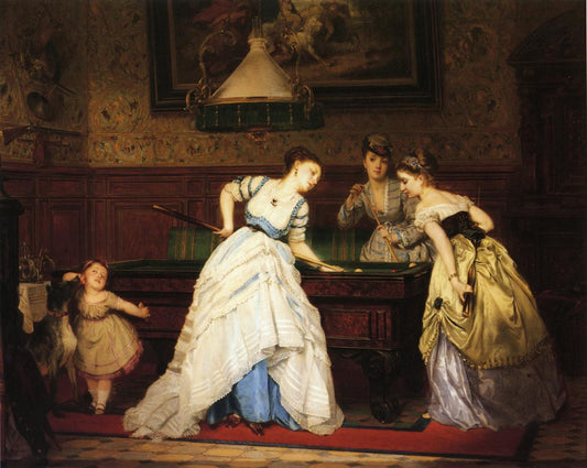 The Game of Billiards, vintage artwork by Charles Edouard Boutibonne, A3 (16x12") Poster Print