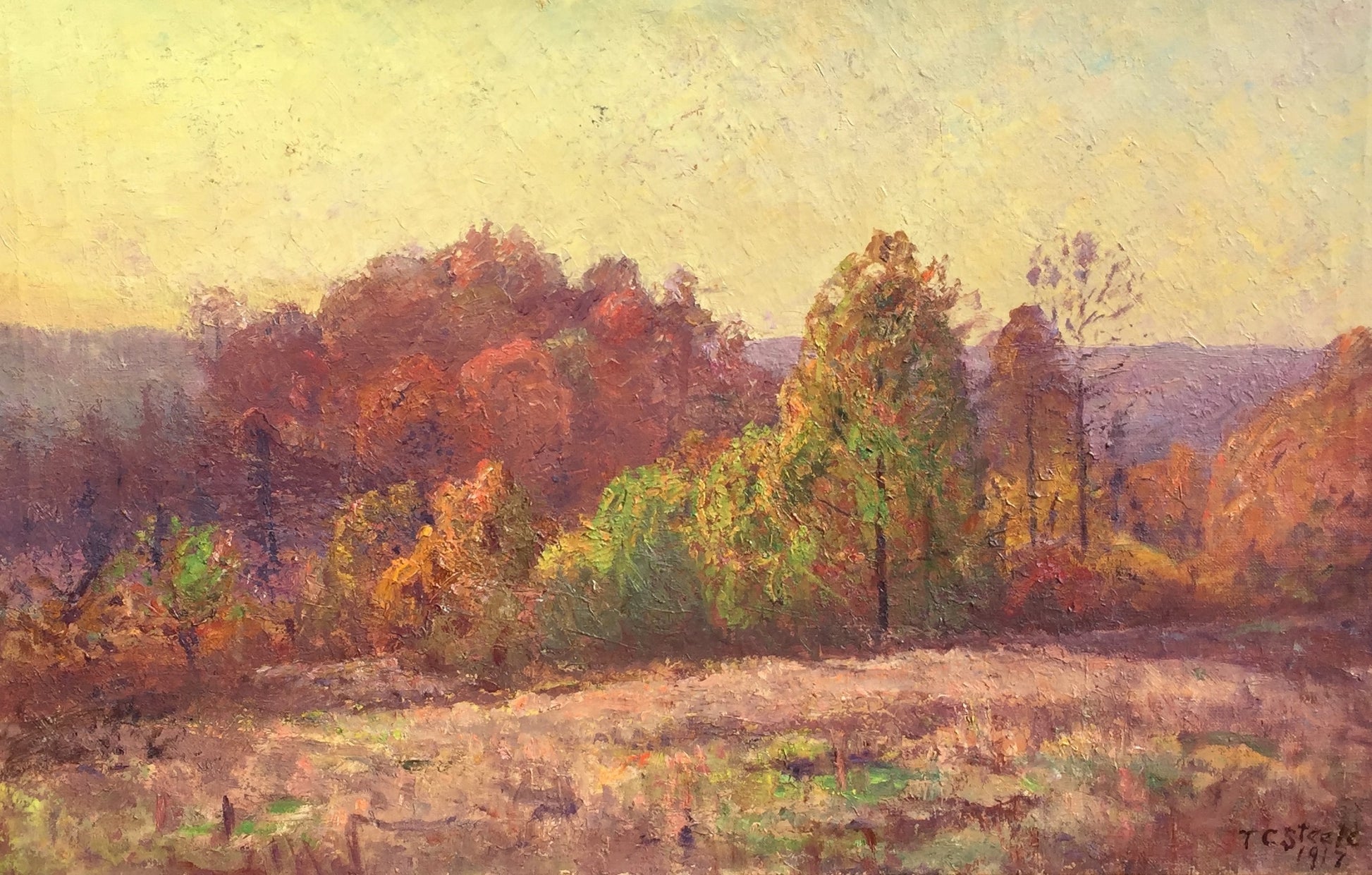 The Last Rays, vintage artwork by Theodore Clement Steele, 12x8" (A4) Poster