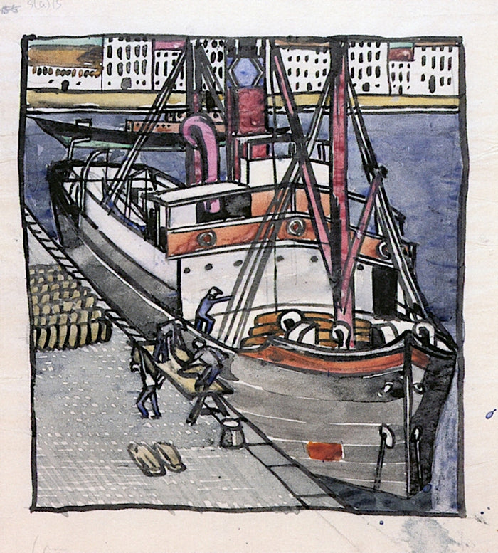ading a Steamer at the Quayside by Charles Rennie MacKintosh,A3(16x12