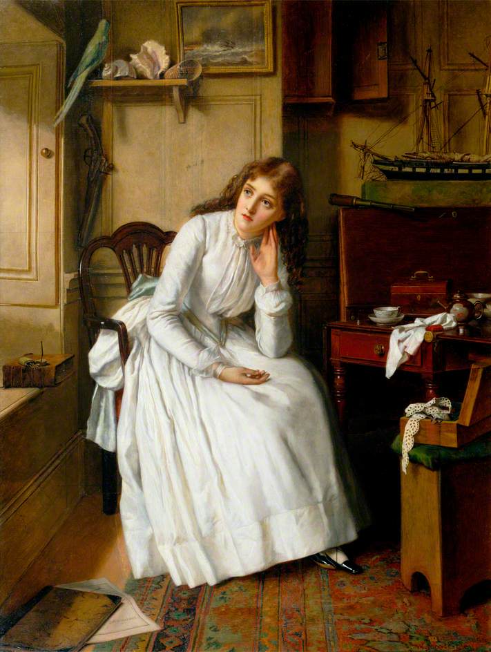 Florence Dombey in Captain Cuttle's Parlour, vintage artwork by William Maw Egley, 12x8" (A4) Poster