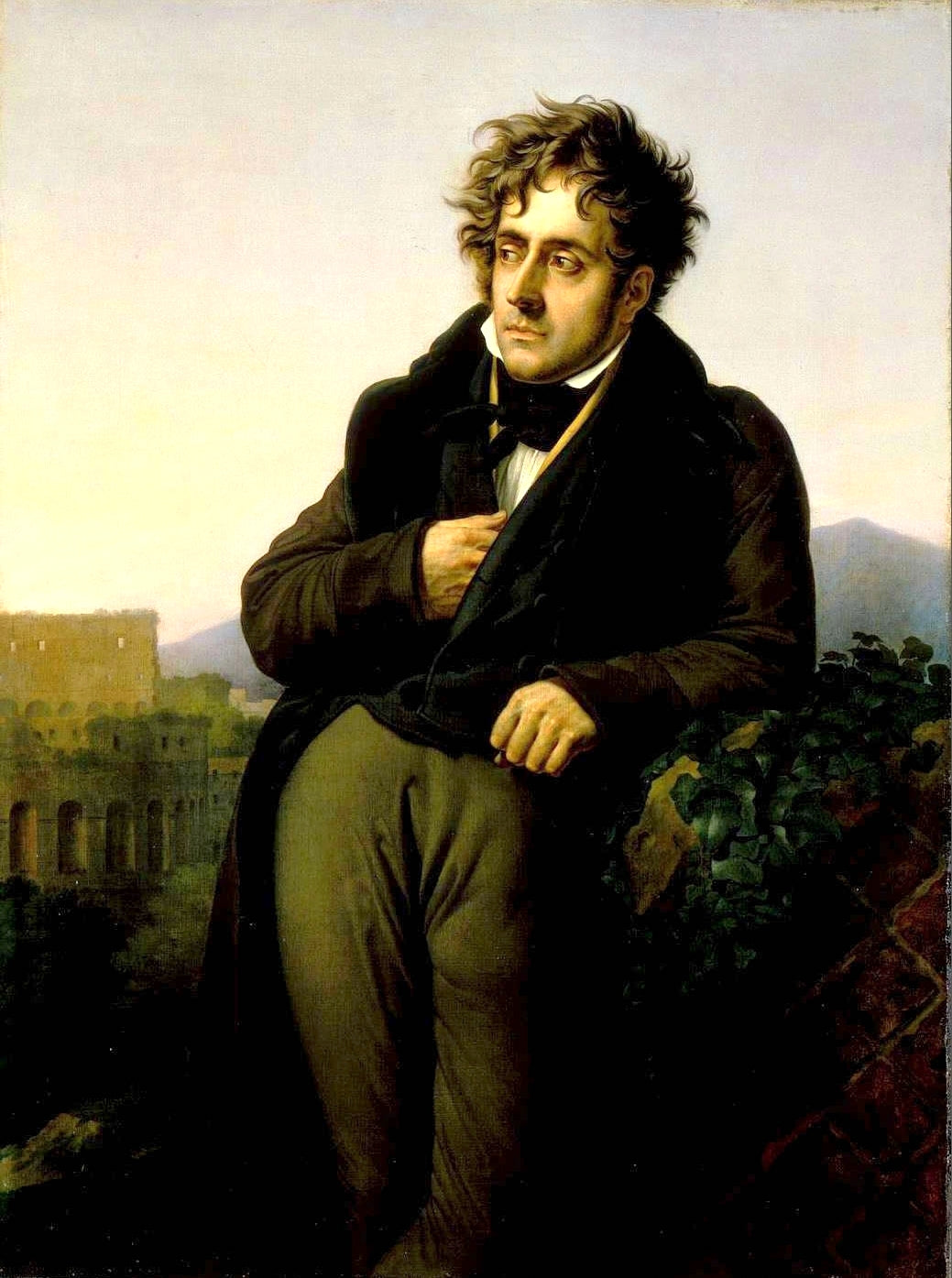 Portrait of Chateaubriand, vintage artwork by After Anne-Louis Girodet de Roussy-Trioson, 12x8" (A4) Poster
