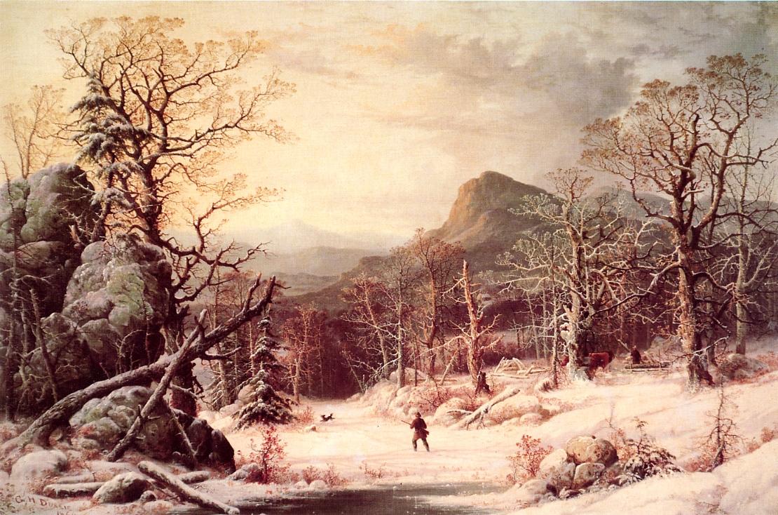 Hunter in the Wood, vintage artwork by George Henry Durrie, A3 (16x12") Poster Print