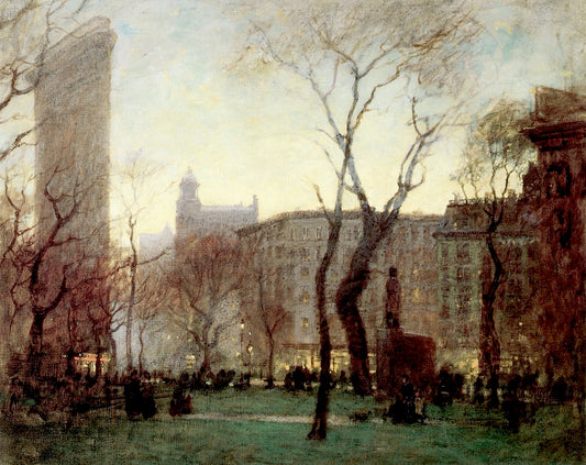 Flatiron Building, vintage artwork by Paul Cornoyer, 12x8" (A4) Poster