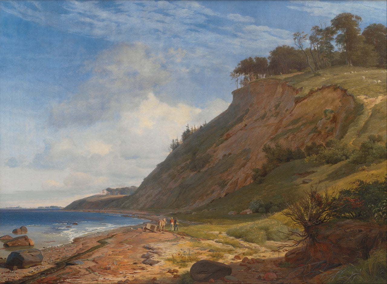 A Danish Coast:  View from Kitnæs on Roskilde Fjord, Zealand, vintage artwork by Johan Thomas Lundby e, A3 (16x12") Poster Print