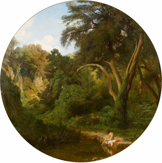Bathers in the Forest, vintage artwork by Jean-Achille Benouville, A3 (16x12") Poster Print