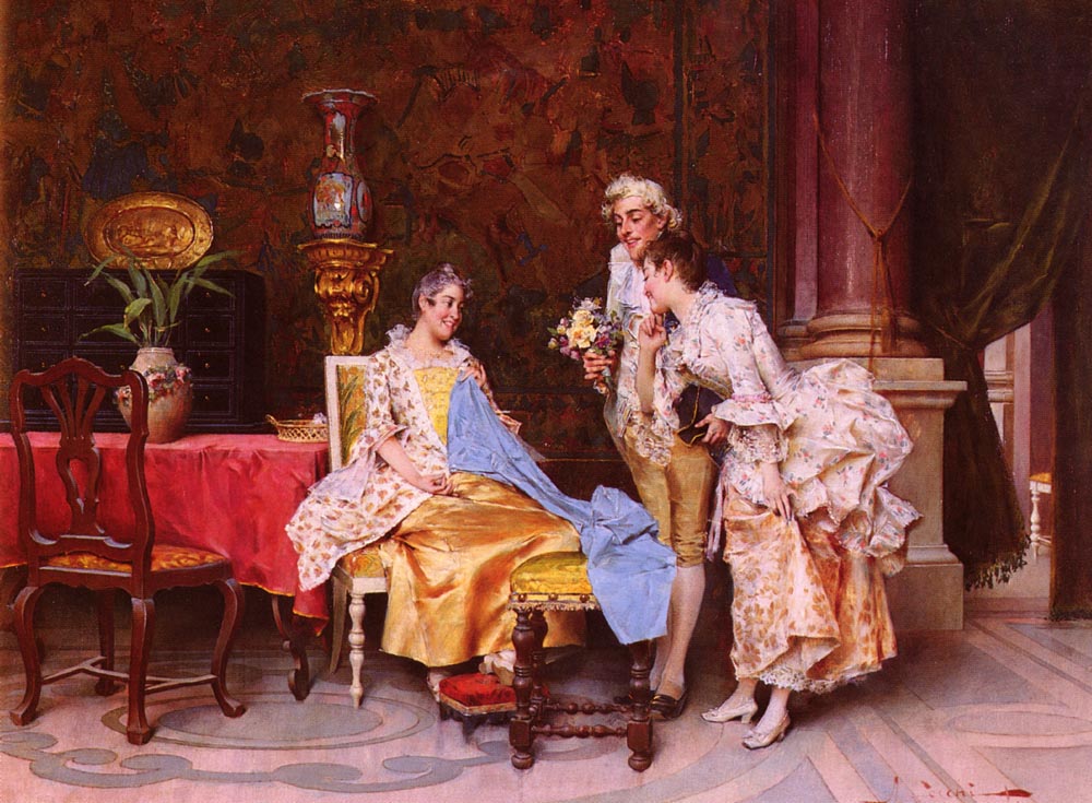 At the Dressmakers, vintage artwork by Adriano Cecchi, 12x8" (A4) Poster