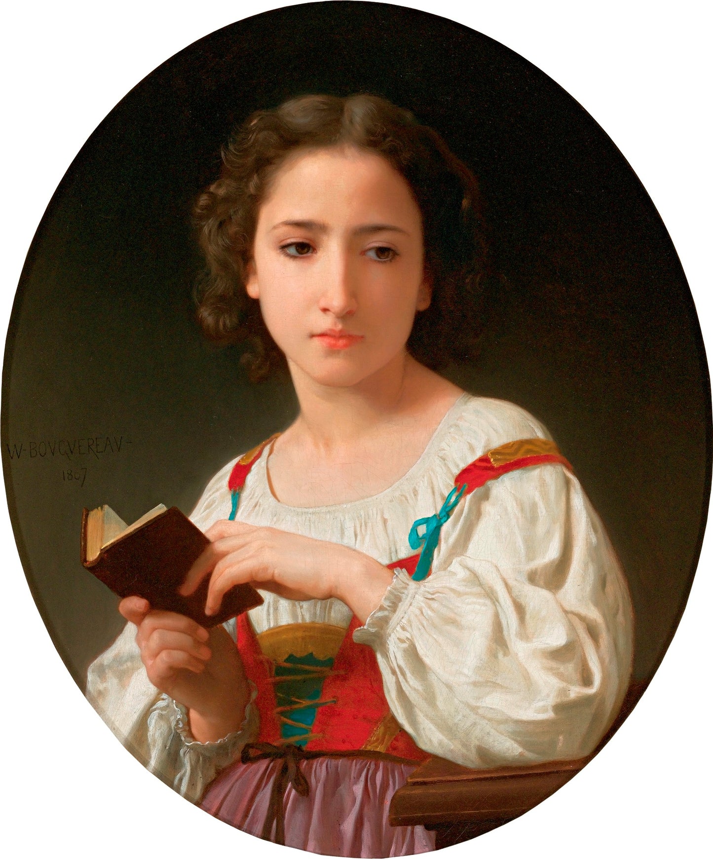 The Book of Hours, vintage artwork by William Bouguereau, 12x8" (A4) Poster
