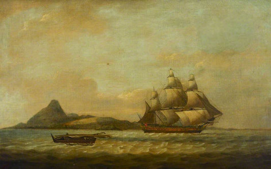 The East Indiaman 'Hindostan' and Other Vessels, vintage artwork by Thomas Luny, 12x8" (A4) Poster