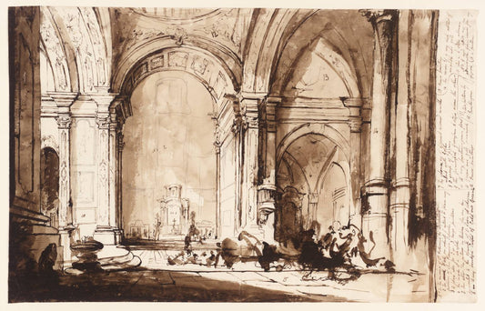 The Church of St. Michael, Munich; the Interior, vintage artwork by John Scarlett Davis, A3 (16x12") Poster Print
