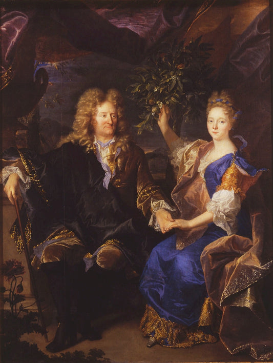 Count Jan Andrzej Morsztyn and his Daughter, vintage artwork by Hyacinthe Rigaud, 12x8" (A4) Poster