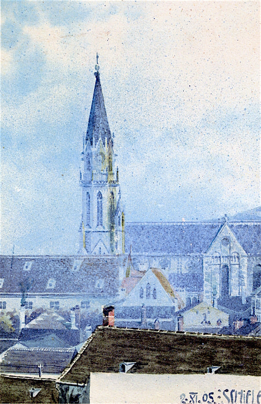 Church in Klosterneuburg, vintage artwork by Egon Schiele, 12x8" (A4) Poster