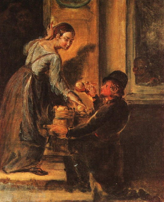 Buying apples. Study, vintage artwork by Vasily Tropinin, 12x8" (A4) Poster