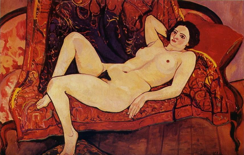 Nude on the Sofa, vintage artwork by Suzanne Valadon, 12x8" (A4) Poster