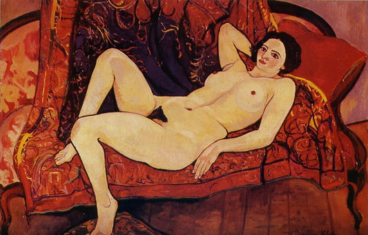 Nude on the Sofa, vintage artwork by Suzanne Valadon, 12x8" (A4) Poster