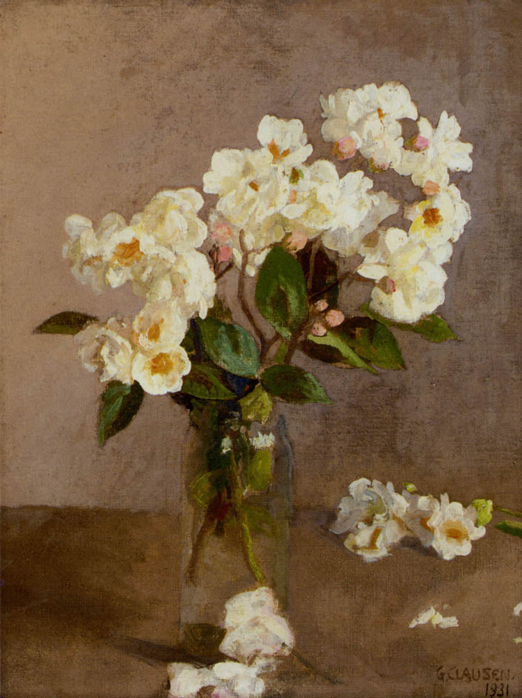 Little White Roses by Sir George Clausen, R.A., R.W.S., R.I.,A3(16x12")Poster