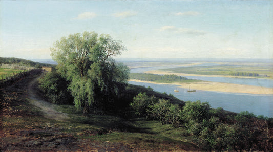 The Volga near Simbirsk, vintage artwork by Mikhail Konstantinovich Klodt, 12x8" (A4) Poster
