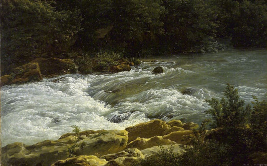 Running Stream at San Cosimato, vintage artwork by Jean-Joseph-Xavier Bidauld, 12x8" (A4) Poster