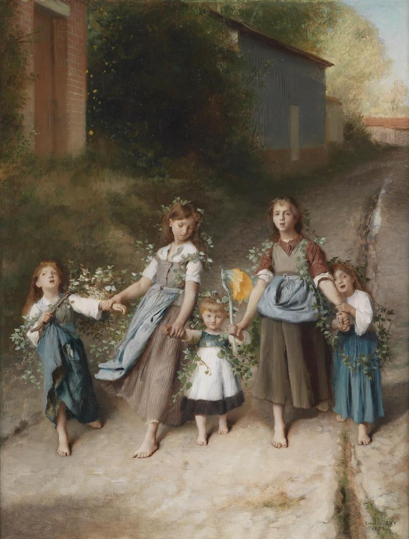 The Flower Girls, vintage artwork by Émile Levy, 12x8" (A4) Poster