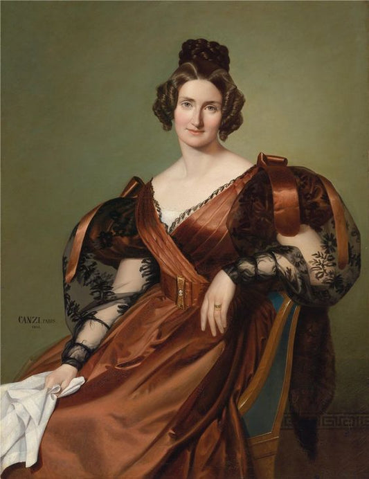 Portrait of a Lady in Elegant Dress, vintage artwork by Ágost Elek Canzi, A3 (16x12") Poster Print
