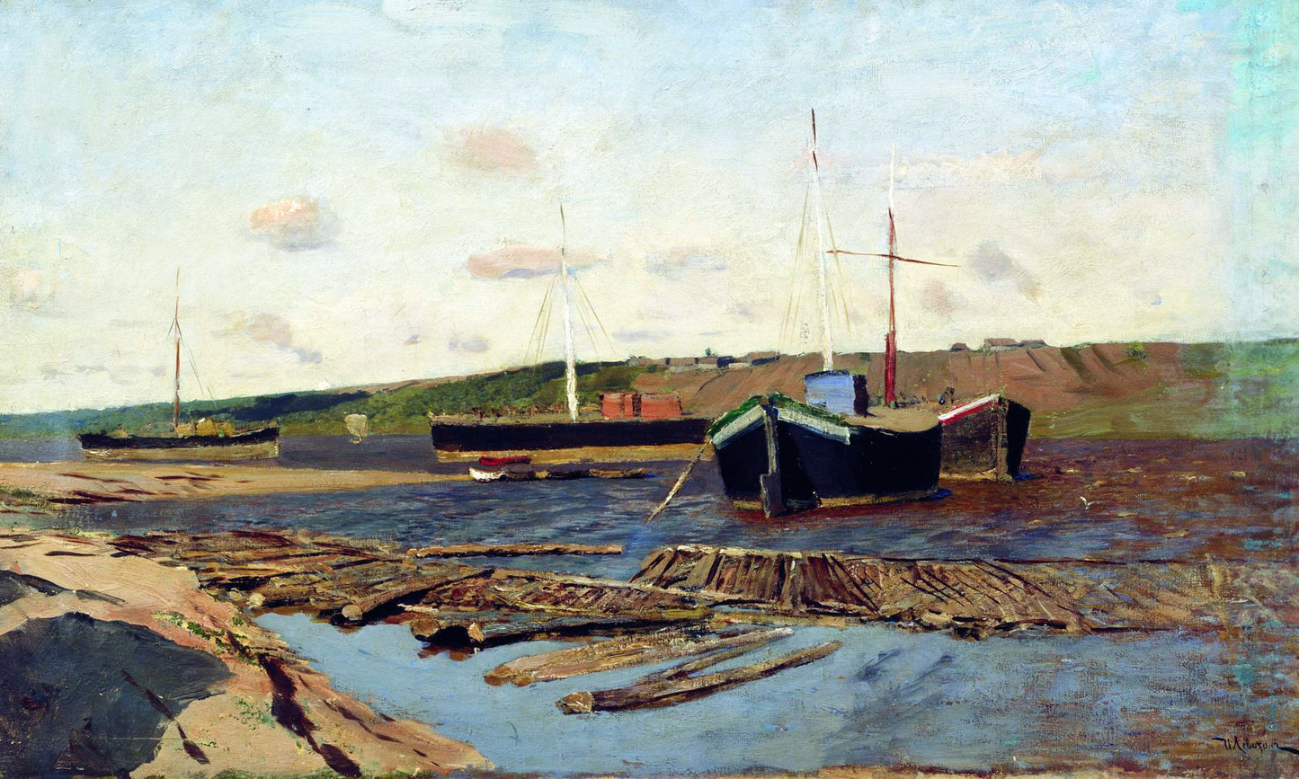 Barges on the Volga by Isaak Levitan,A3(16x12")Poster