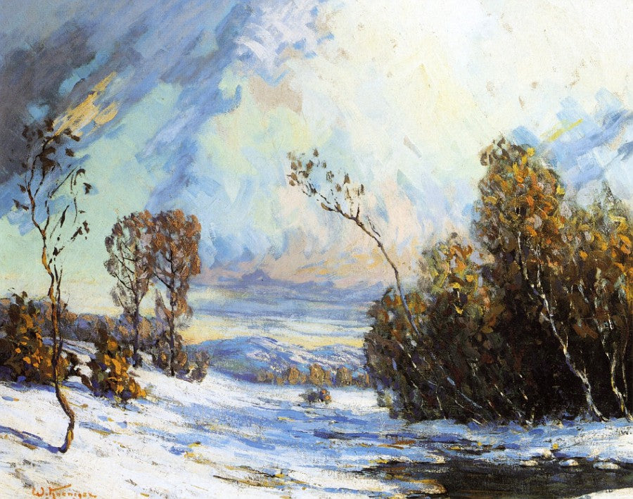 Winter Dawn, vintage artwork by Walter Koeniger, 12x8" (A4) Poster