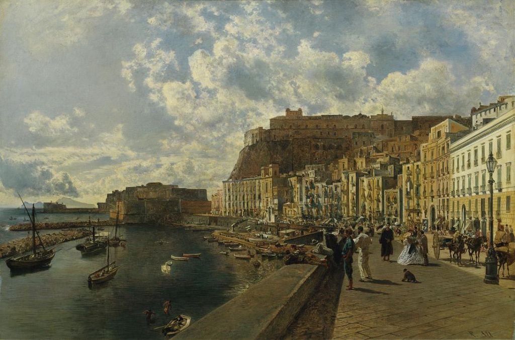 The Port of Naples, vintage artwork by Rudolf von Alt, A3 (16x12") Poster Print
