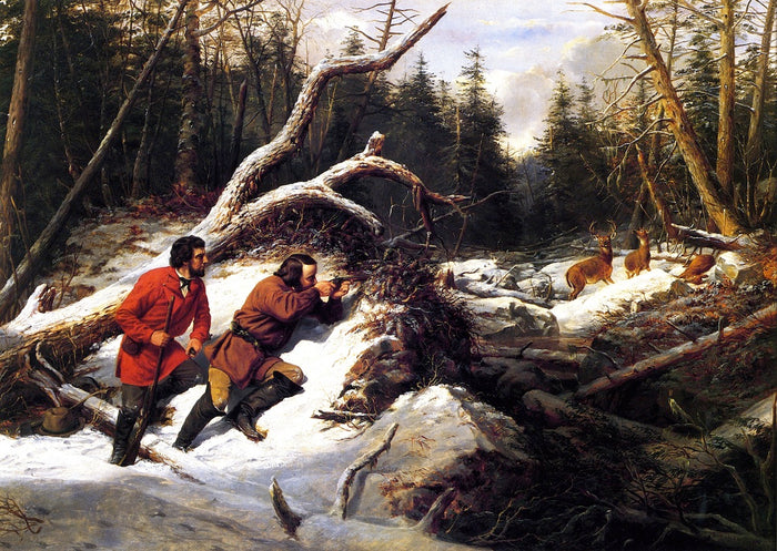 Still Hunting on the First Snow: A Second Shot, vintage artwork by Arthur Fitzwilliam Tait, A3 (16x12