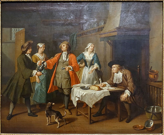 The marriage contract, vintage artwork by Jan Josef Horemans the Elder, 12x8" (A4) Poster