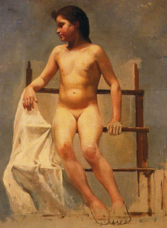 Nude Girl on the Stairs by Adolfo Lozano Sidro,16x12(A3) Poster