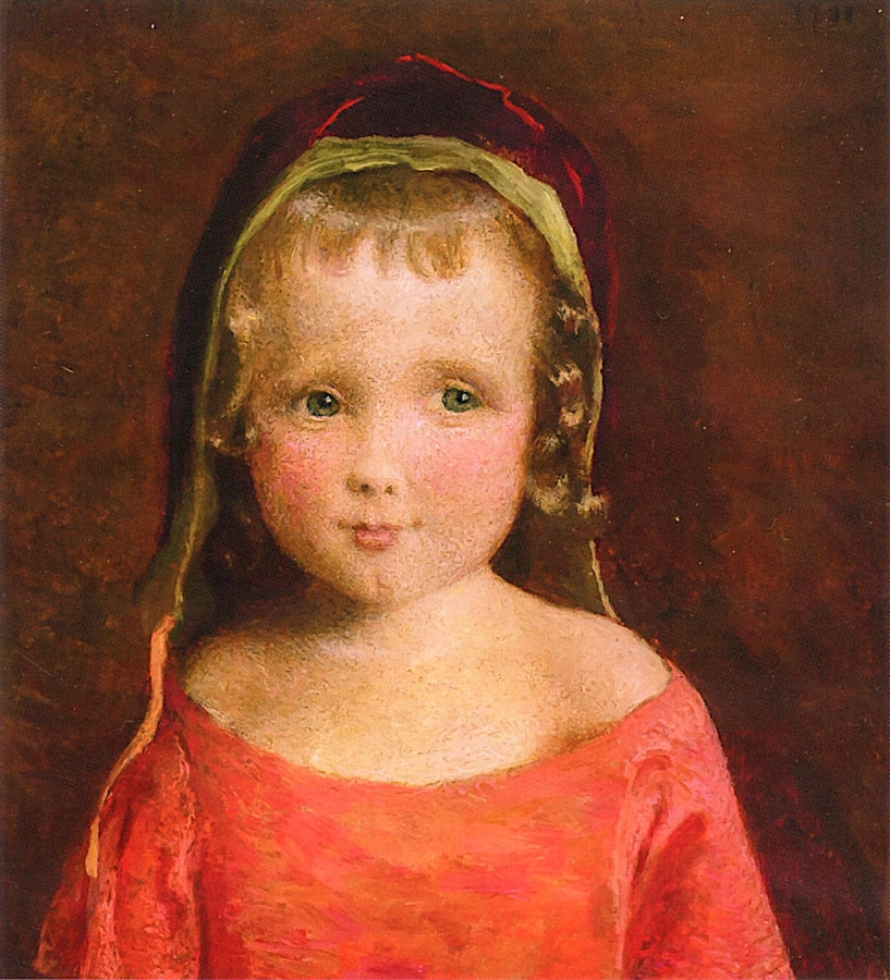 Little Girl in a Crimson Bonnet by George de Forest Brush,A3(16x12")Poster