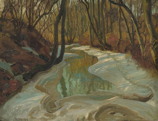 River in Spring (Elv i vårløsning), vintage artwork by Thorolf Holmboe, 12x8" (A4) Poster