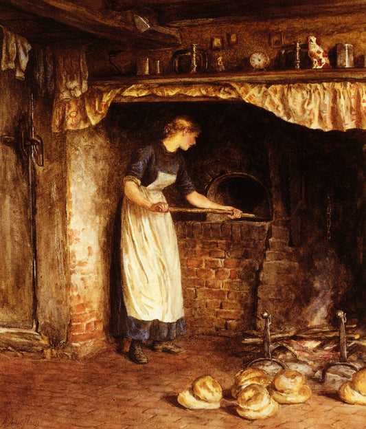 Baking Bread, vintage artwork by Helen Allingham, 12x8" (A4) Poster