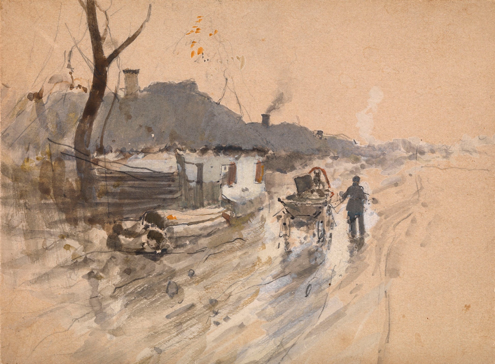 Village Road with a Cart by Piotr Levchenko,A3(16x12")Poster