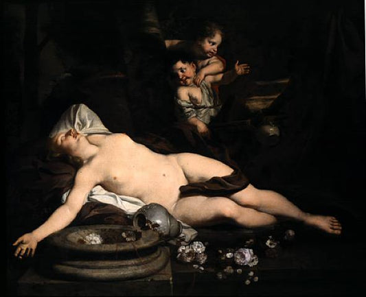 Sleeping Bacchante, vintage artwork by Gerard de Lairesse, 12x8" (A4) Poster