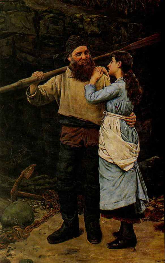 Under The Cornish Cliffs, vintage artwork by Edwin Harris, 12x8" (A4) Poster