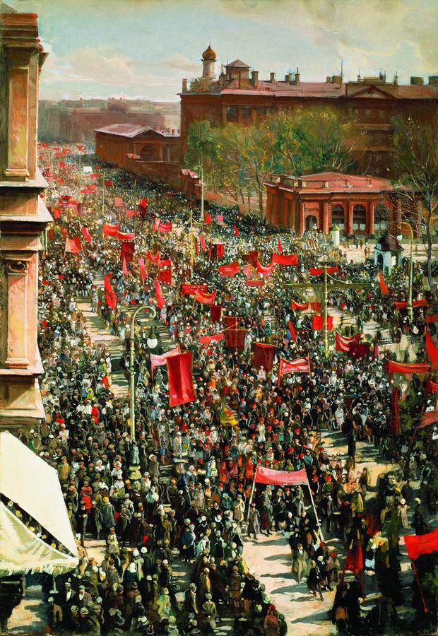 May 1 Rally, vintage artwork by Isaak Brodsky, 12x8" (A4) Poster